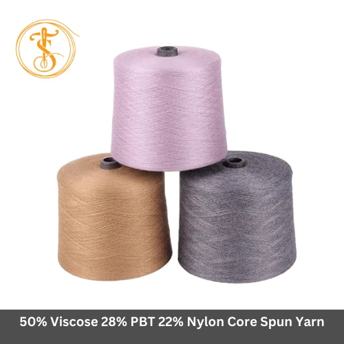 50% Viscose 28% PBT 22% Nylon Core Spun Yarn