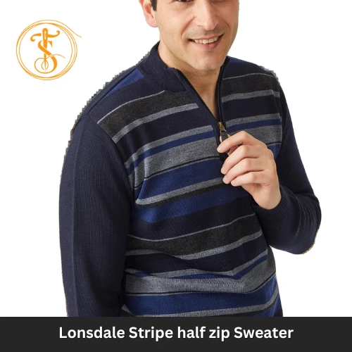 Striped Half-Zip Merino Sweater