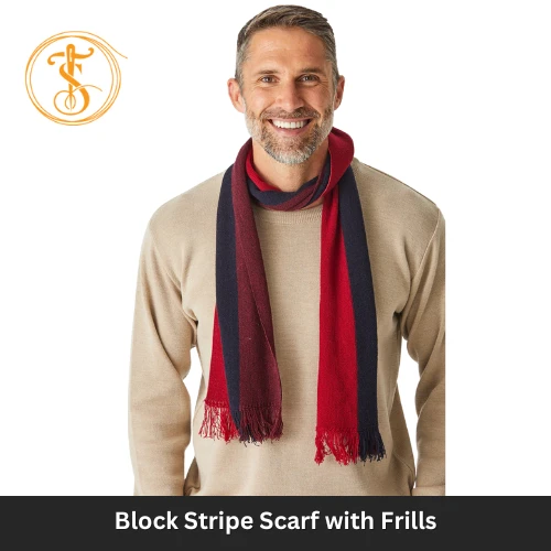 Striped Frill-Edge Winter Scarf