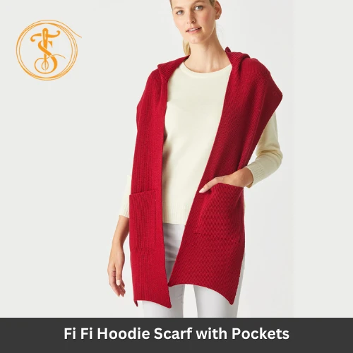 Merino Wool Hooded Scarf with Pockets