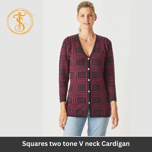 Two-Tone V-Neck Cardigan