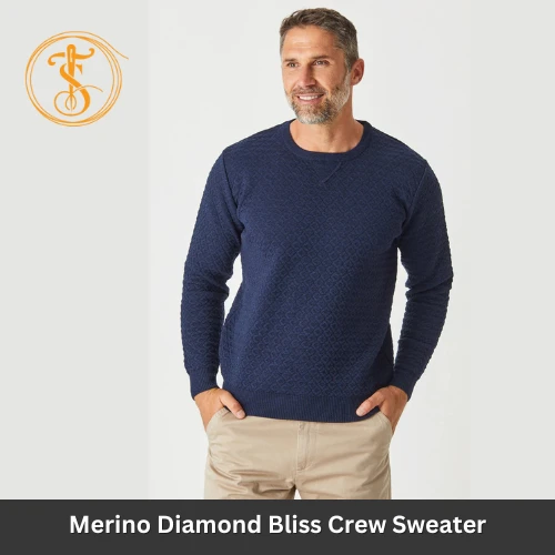 Men's Mid-Weight 3D Diamond Stitch Crew Sweater