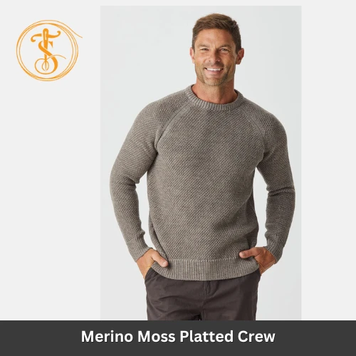 Heavyweight Moss Platted Crew Neck Sweater