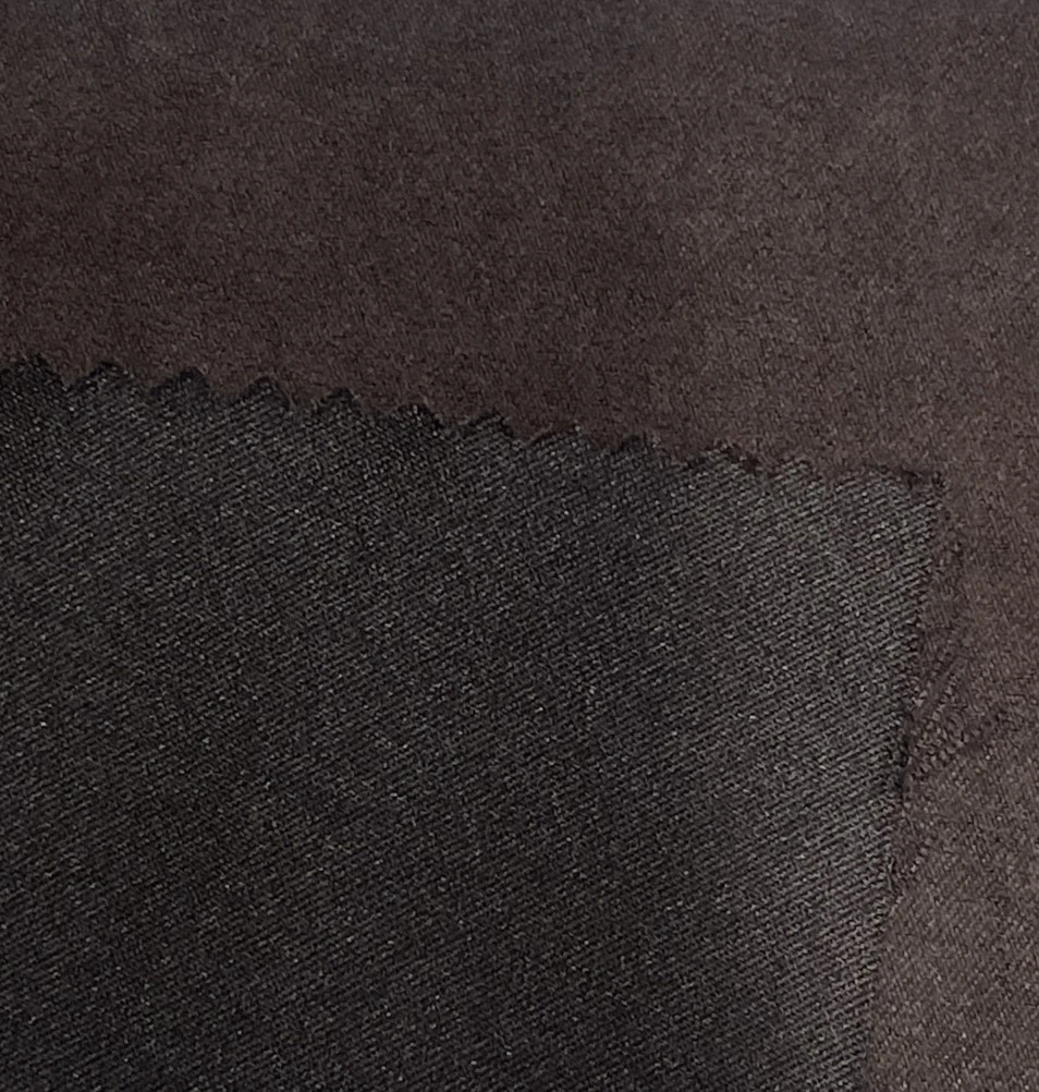 100% Polyester Suede Sateen Weave dark brown